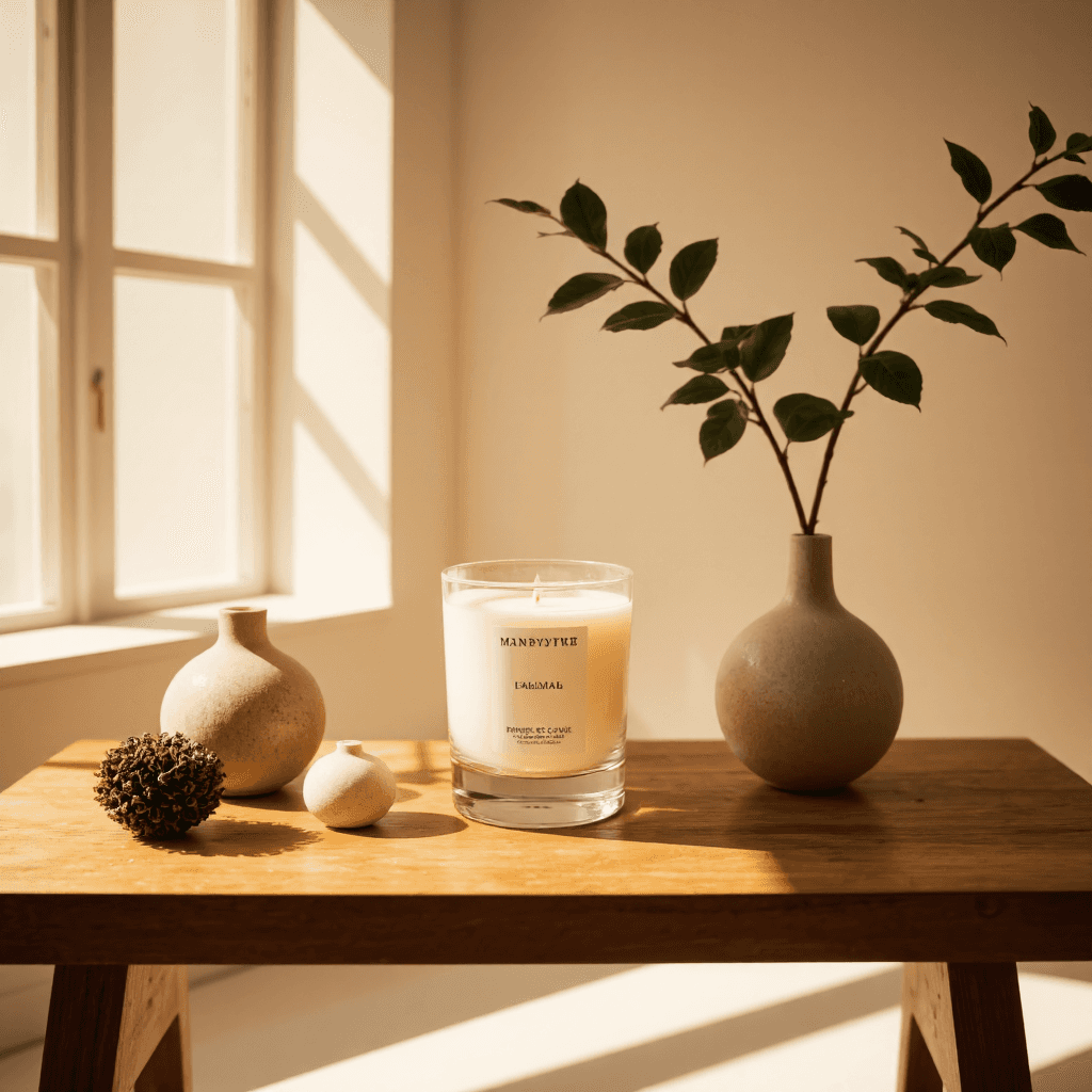 product photography of candle in a glass container