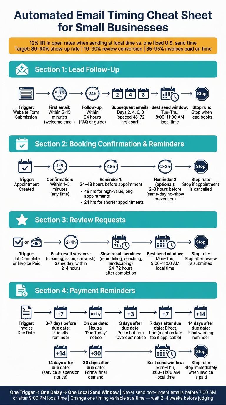Automated Email Timing Cheat Sheet for Small Businesses