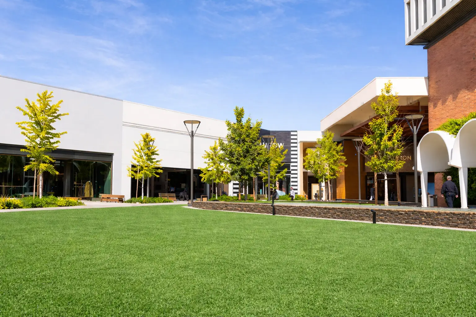 Storefront artificial turf installation in Fontana, CA