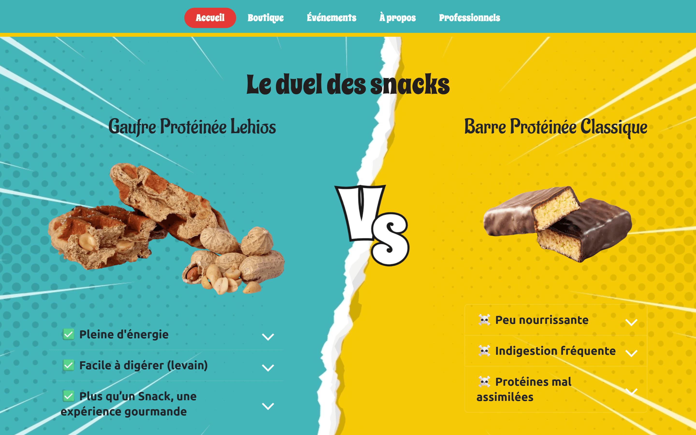 Section de comparaison de produits