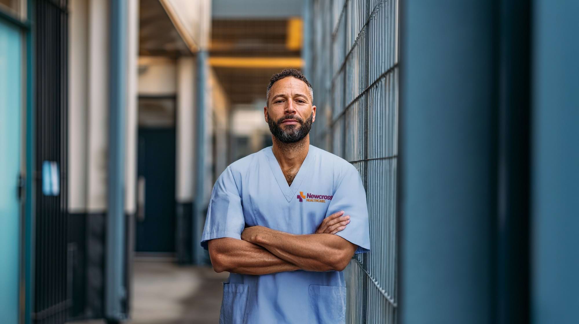 male care worker in newcross uniform