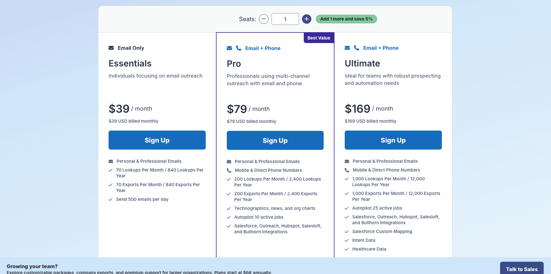 RocketReach pricing