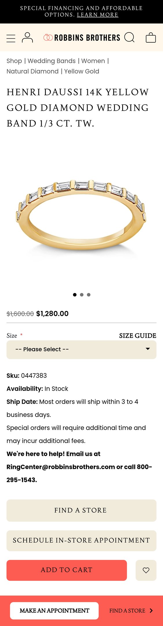 Jewelry product options include: ring for Henri Daussi 14k Yellow Gold Diamond Wedding Band 1/3 ct. tw. from Rock Her.