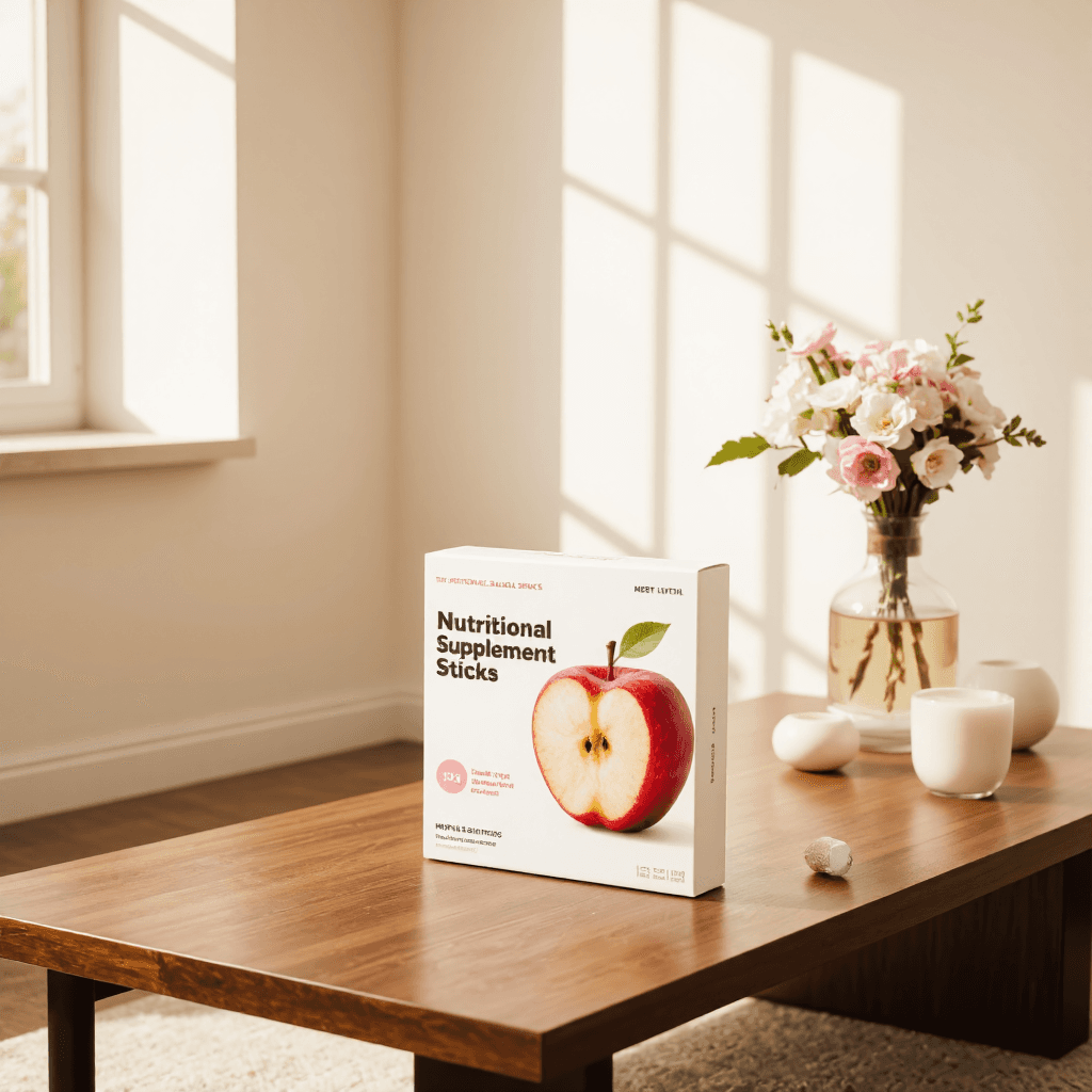 product photography of box of nutritional supplement sticks