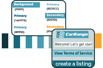 Icons depicting the style guide used in the final prototype, including a blue and yellow color palette, sans-serif fonts, and different font uses.