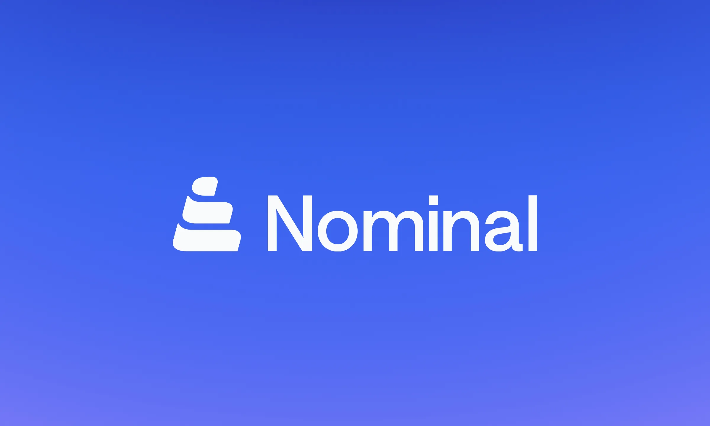 Nominal logo in white on a blue gradient