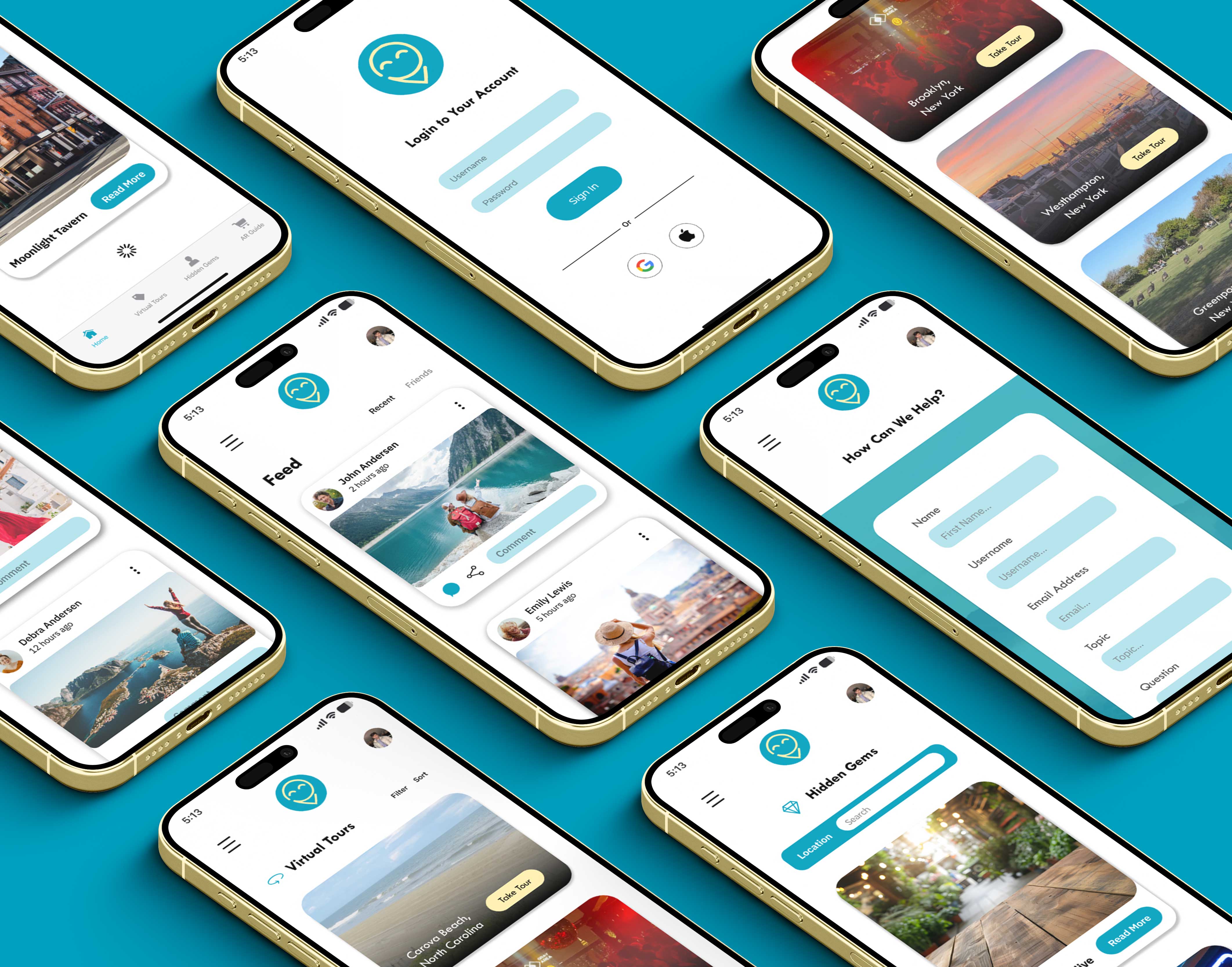 travel social media app ui ux design