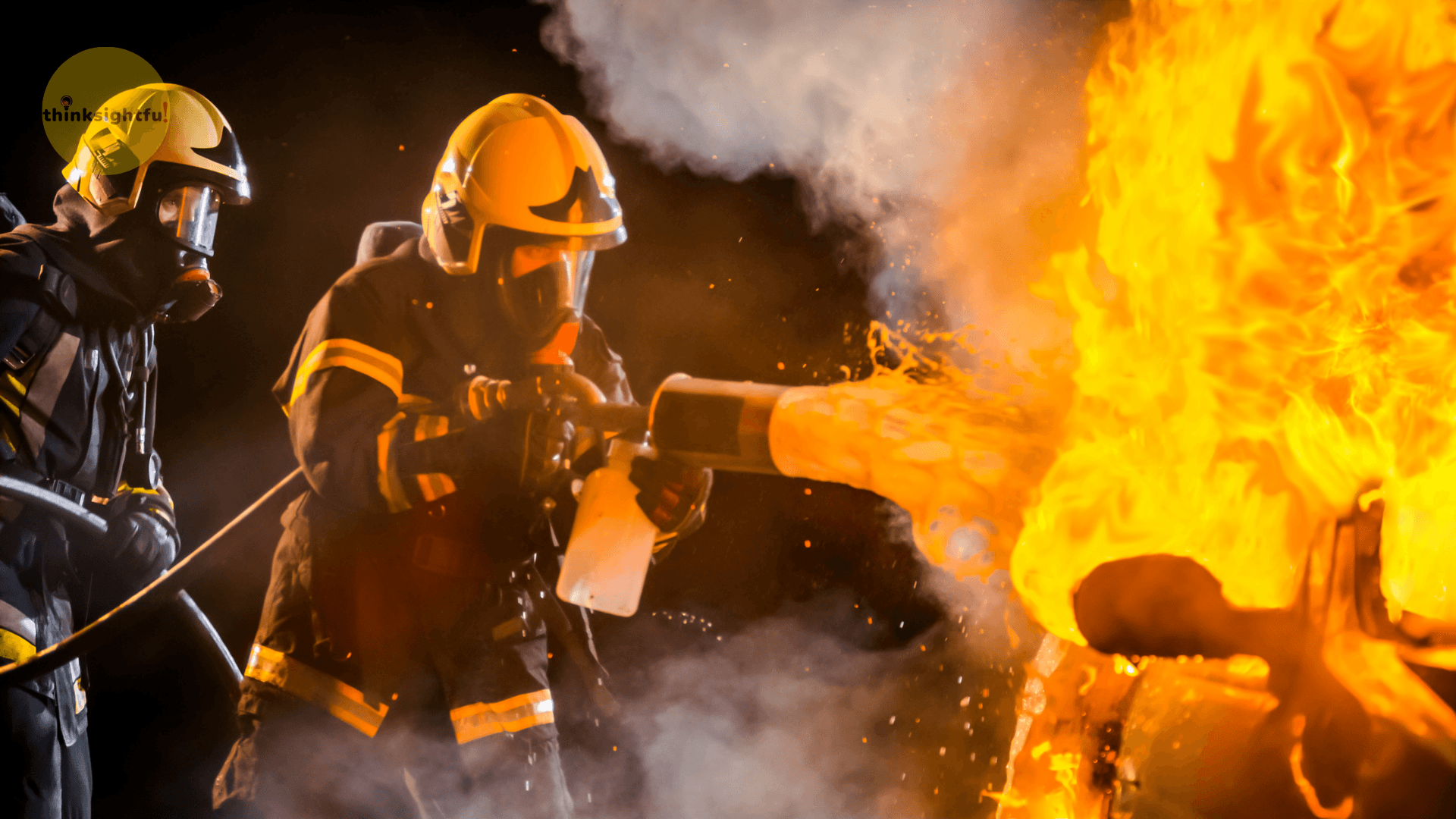 Firefighters experiencing flow battling infernos, where the stakes demand absolute immersion.