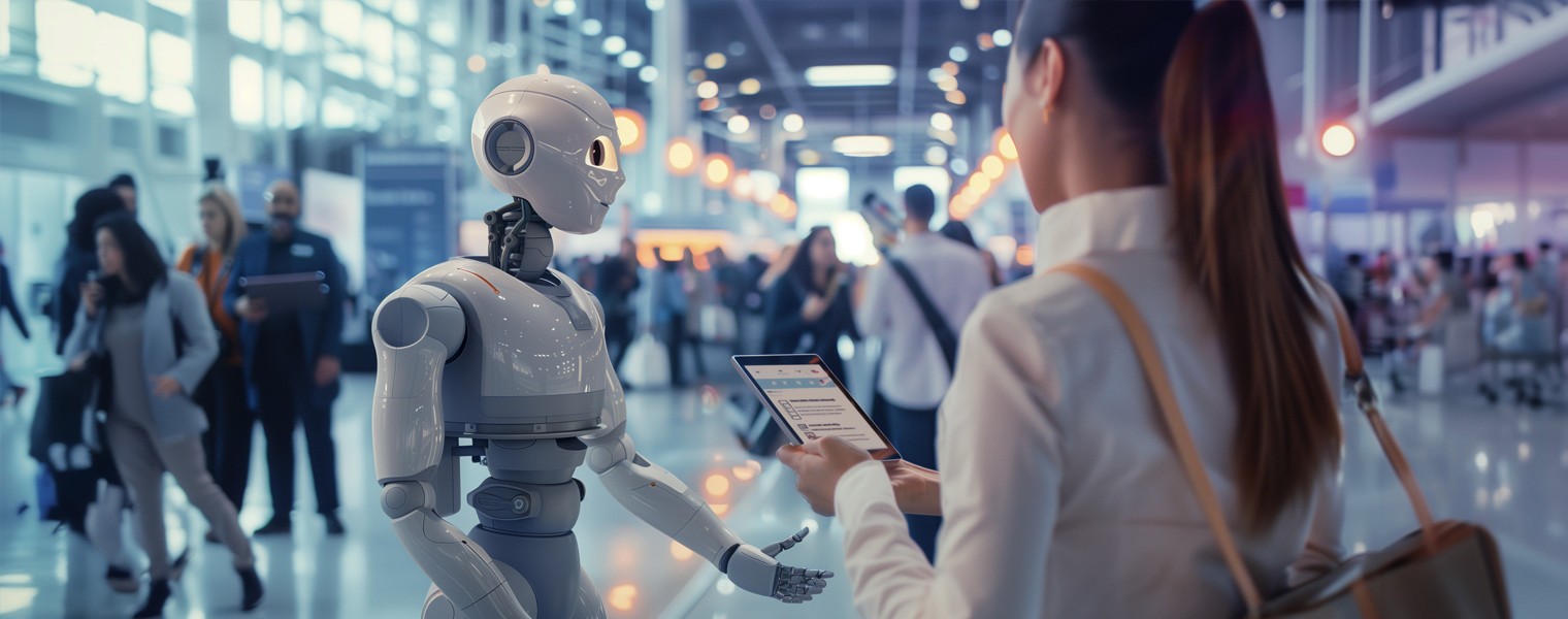 A GenAI engineer takes a responsible approach to AI in robotics on a convention floor.