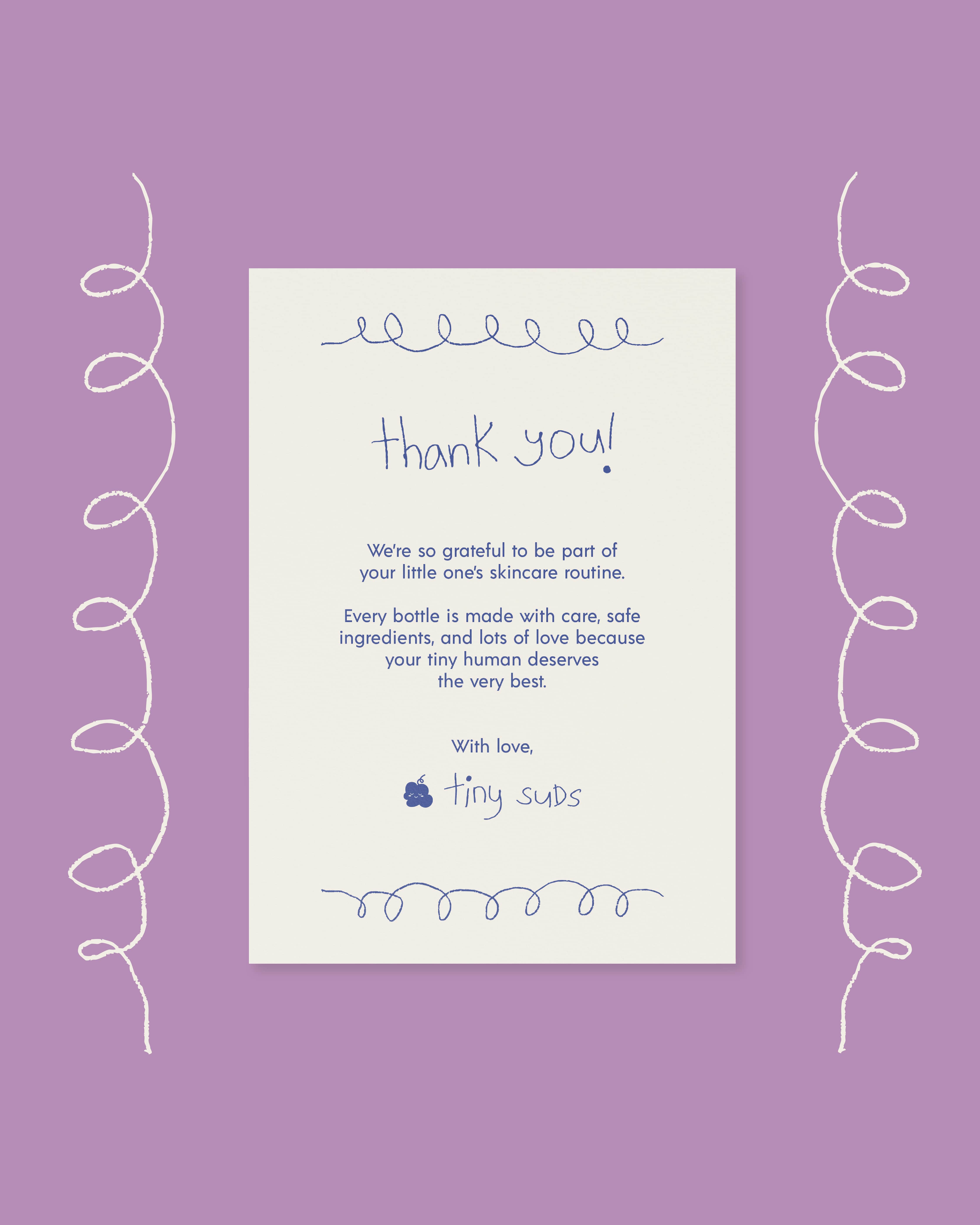 Brand identity and card design for baby skincare brand