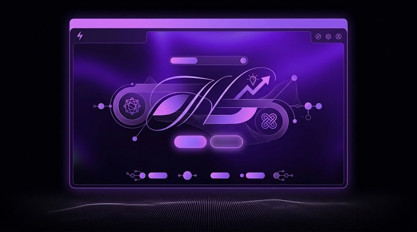 a purple abstract graphic of a website