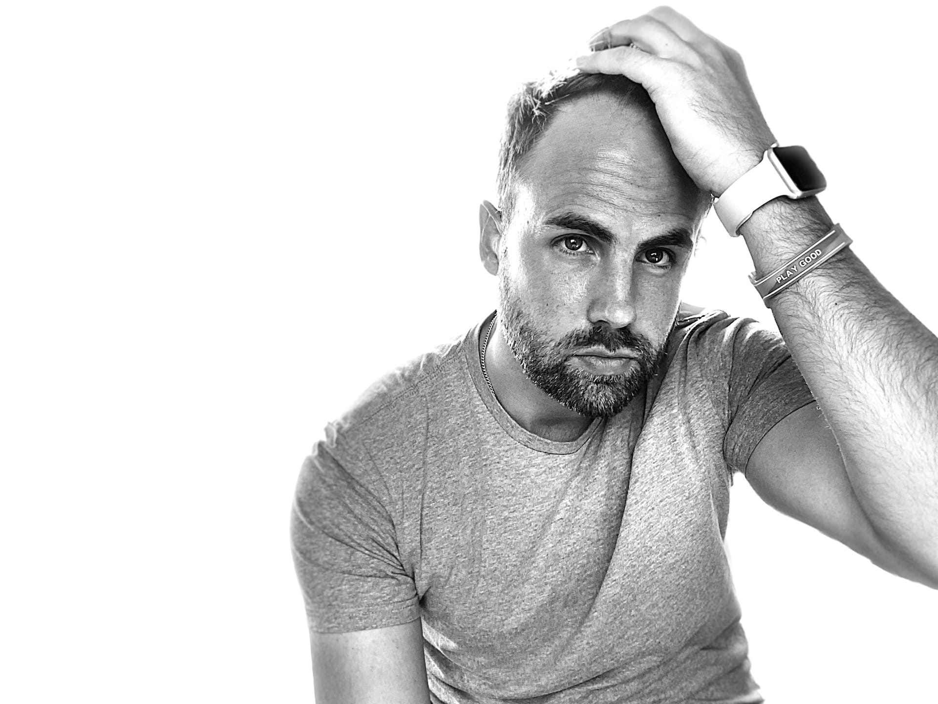 Designer Chadd Weston posing for a photo shoot in Toronto, Canada