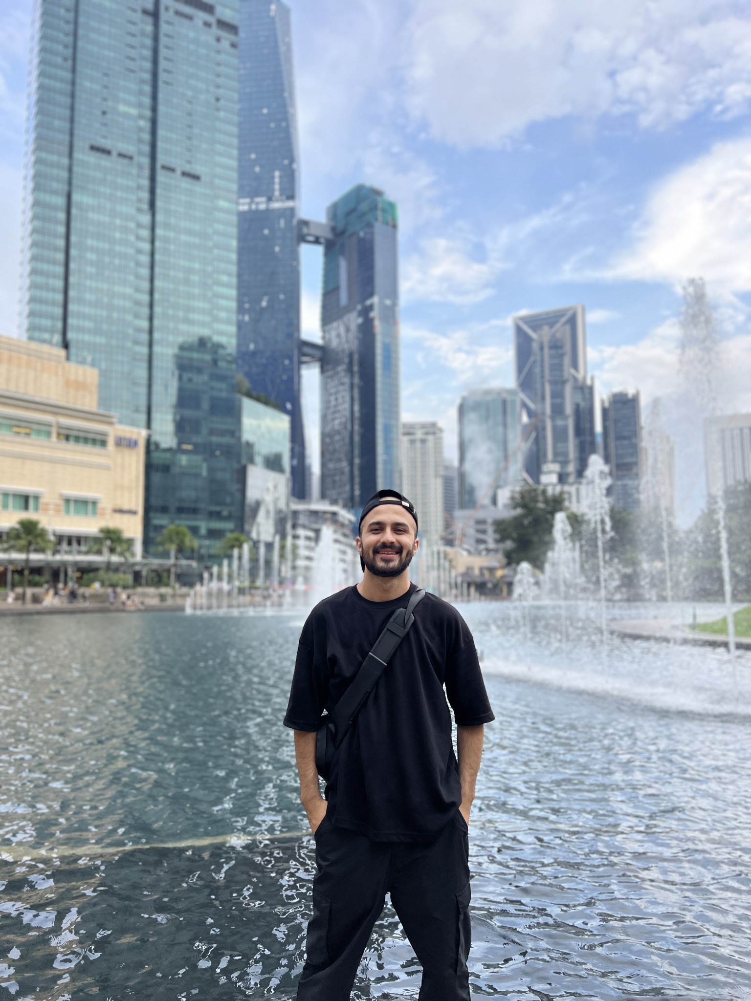 a person wearing a baseball cap