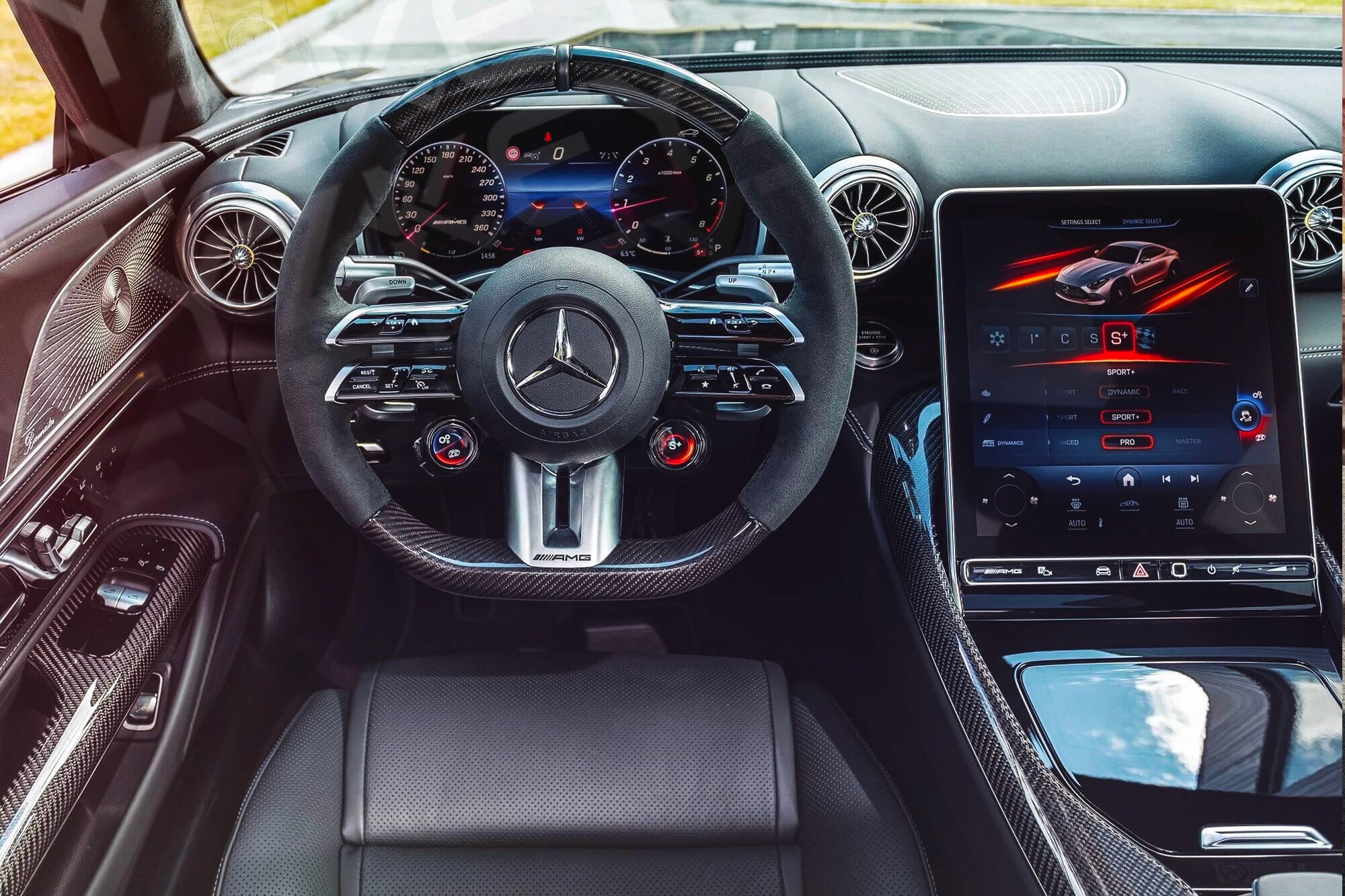 Vue interieur Mercedes-Benz AMG GT 63 S Gris – Location Supercar à Dubaï | Keyz Rent
