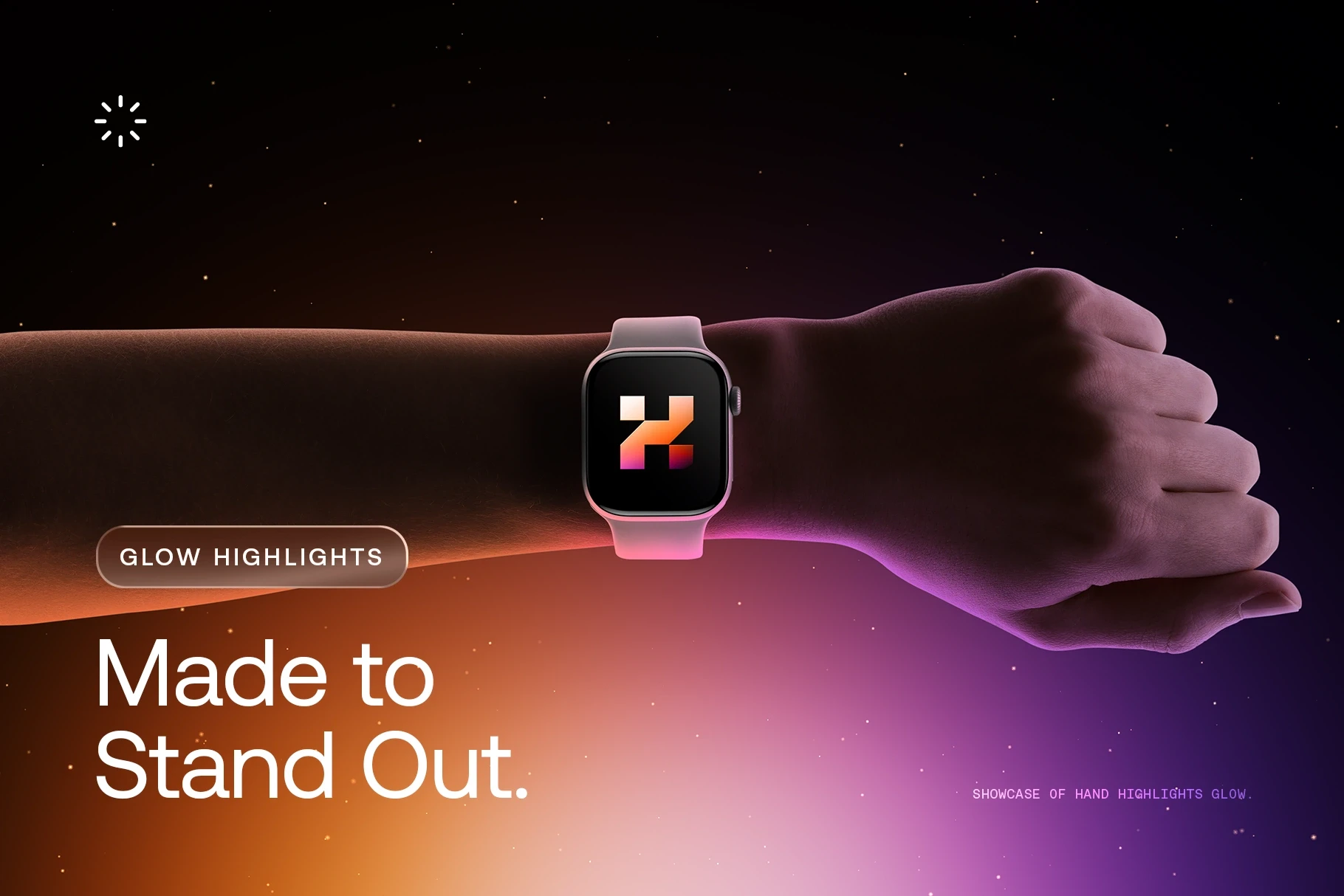 Apple Watch Series 11 in-hand mockup with glow lighting effects, realistic shadows, and premium smartwatch showcase scene.