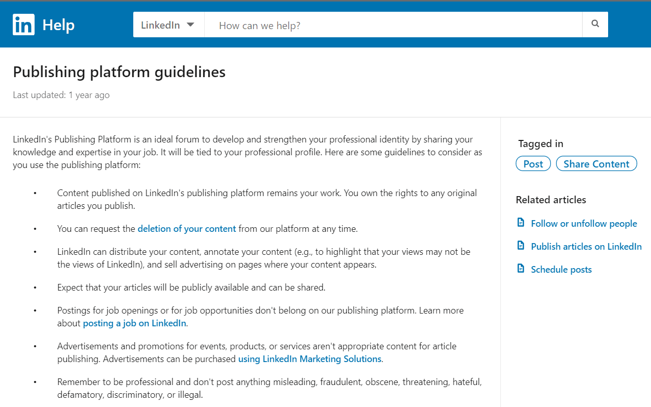 linkedin rules for posting
