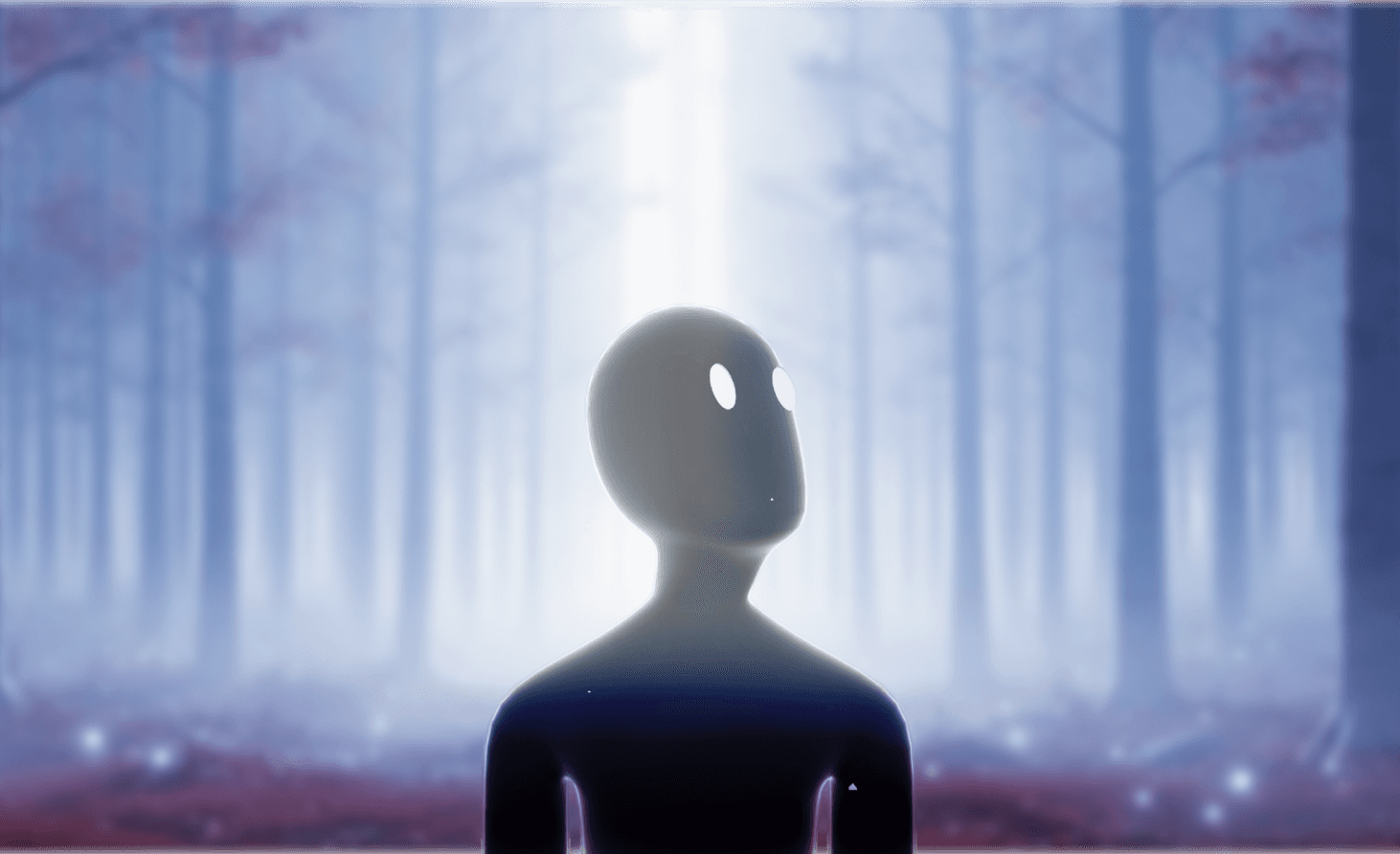 A Character inside a virtual forest