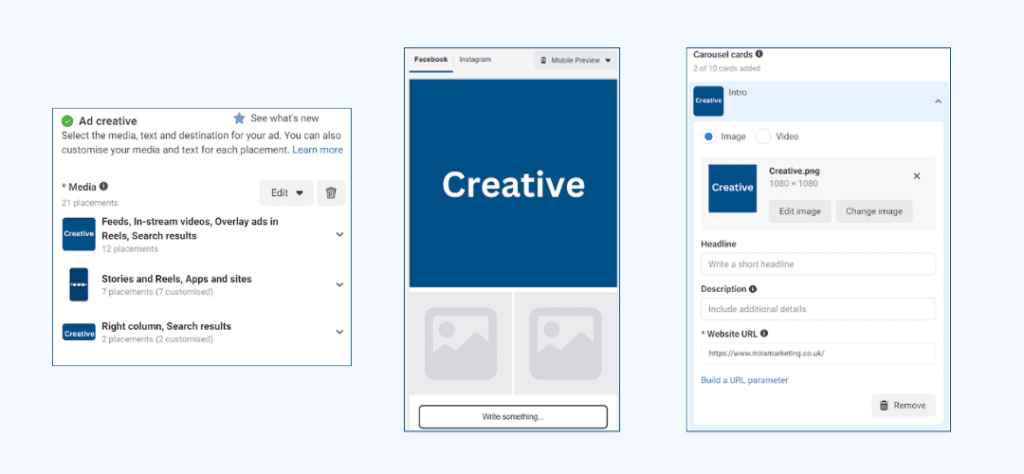 Creative formats on Meta Ads.