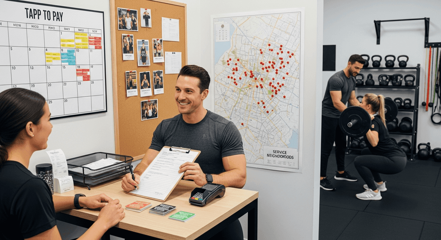 Personal trainer meeting a new client in a gym before starting a training program