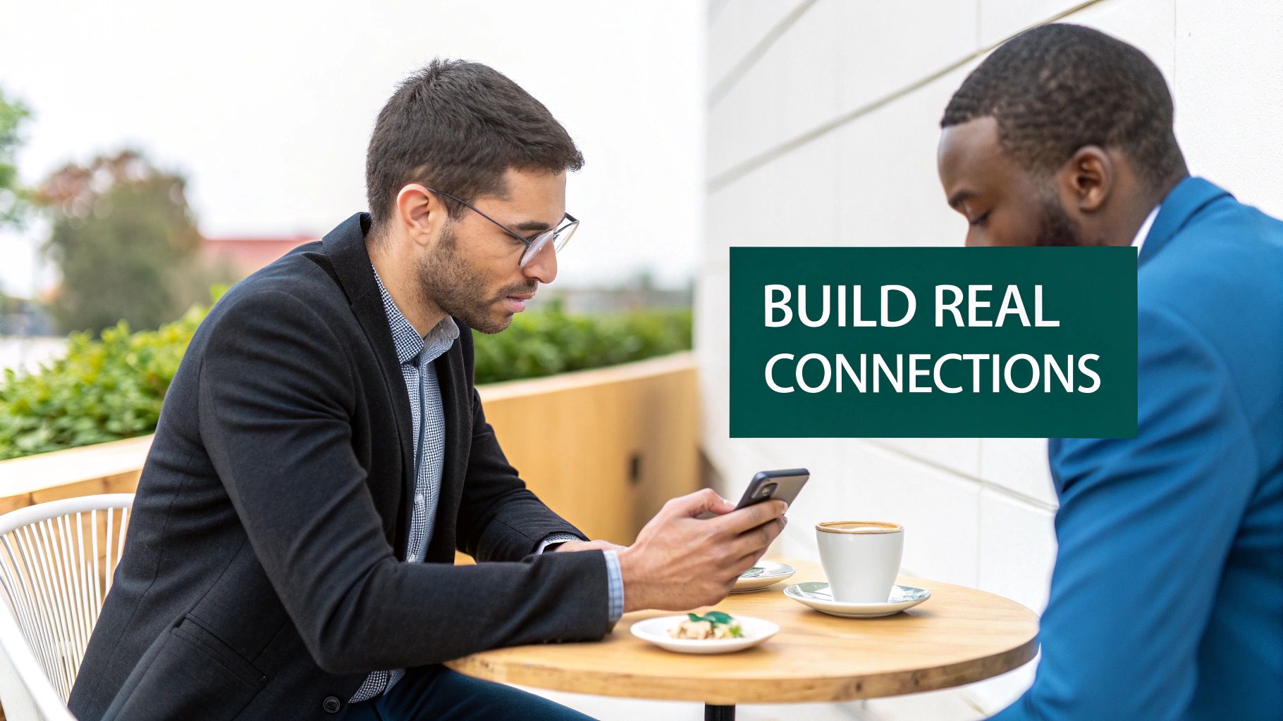 Two professionals engaging in a positive conversation, symbolising building connections on LinkedIn.