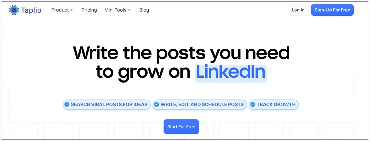 Page d'accueil de Taplio