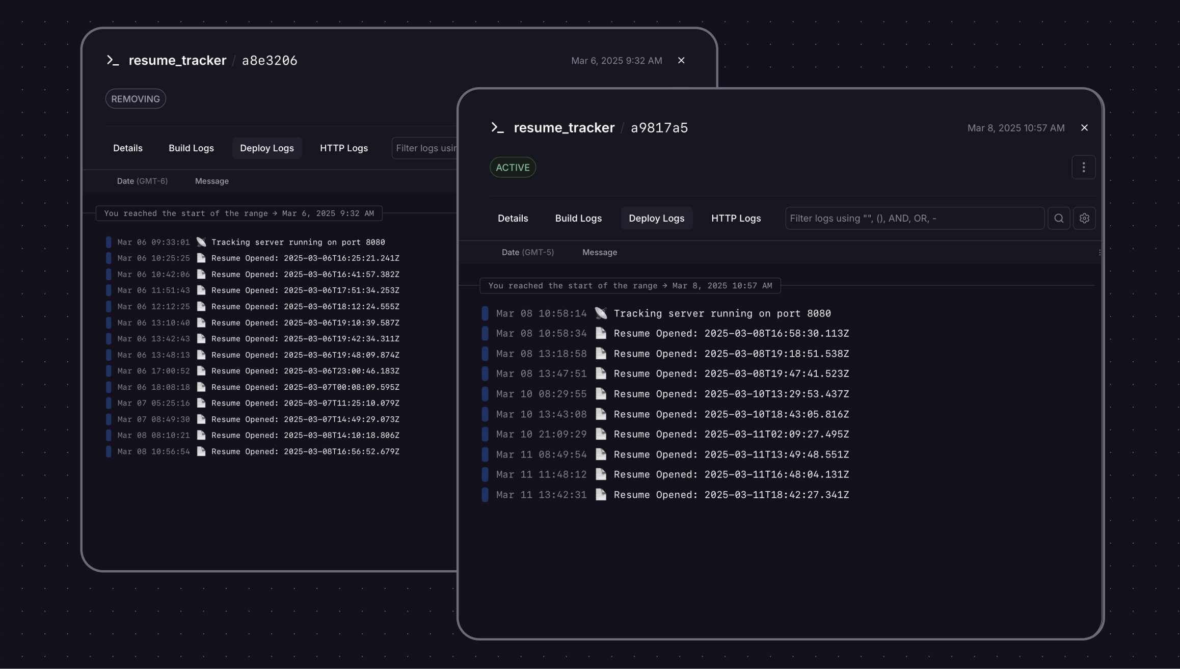 A screenshot of access request logs captured between 06 - 10 March 2025.