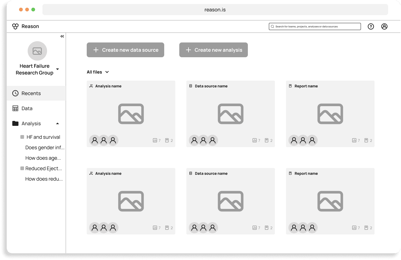 One of the first low fidelity mockups of the redesign of the Reason application.