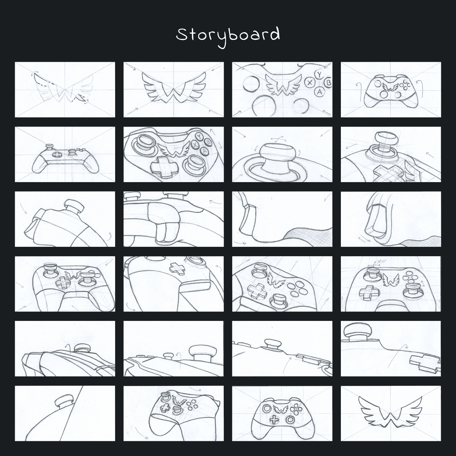 storyboard of a controller spot by Lella Cassa