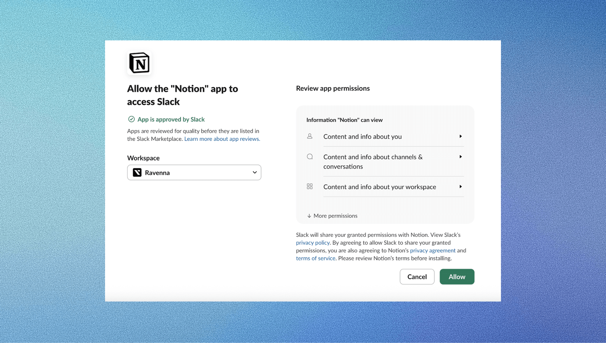 How to connect notion to slack