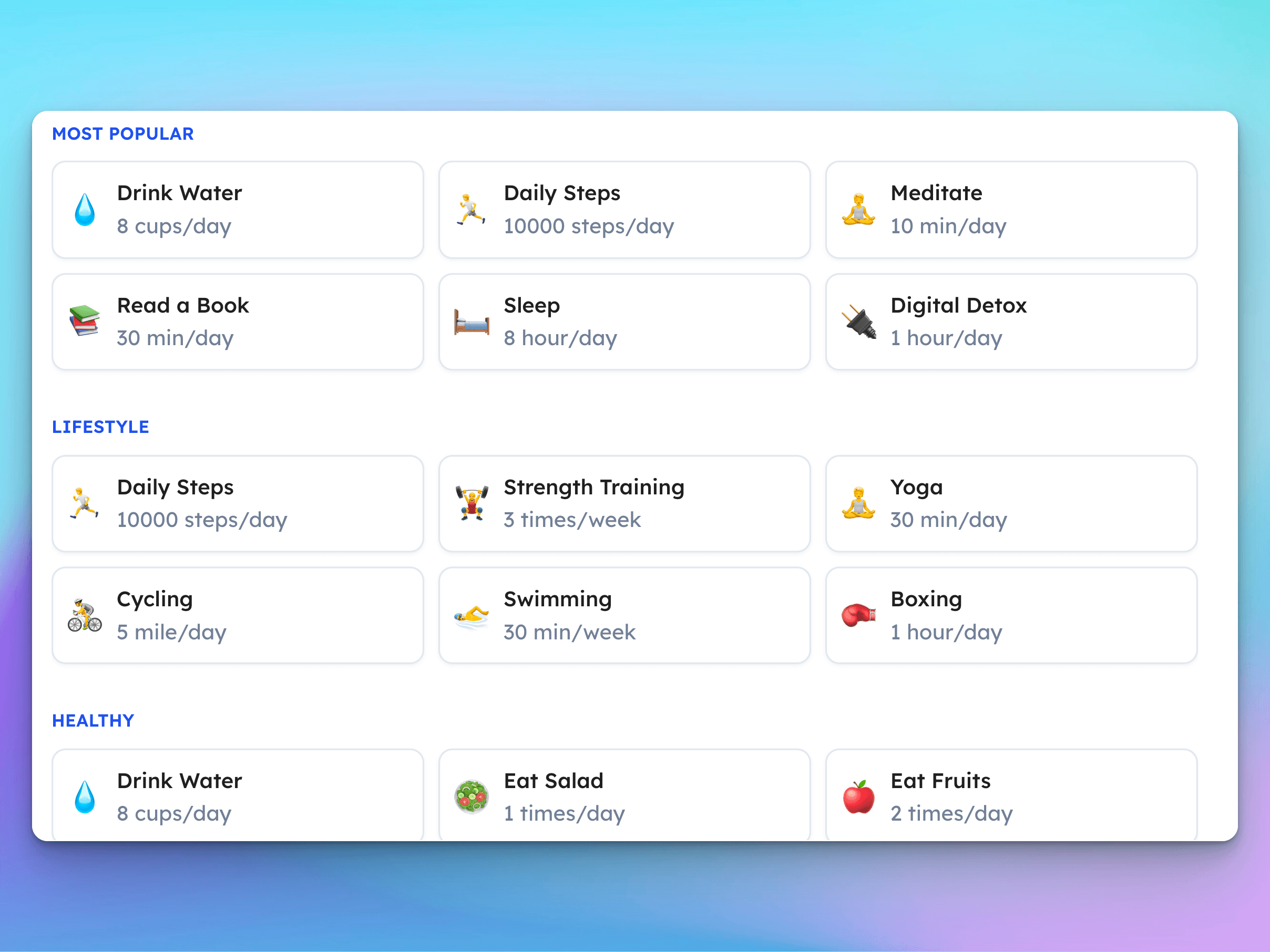 hubfit - Habit Library