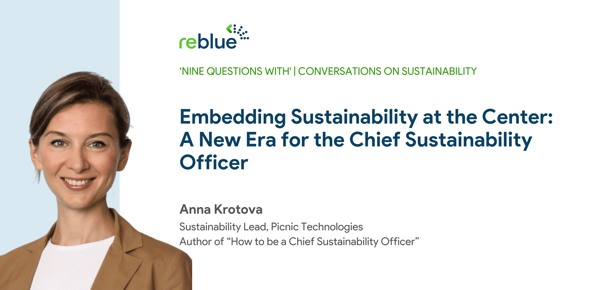 Interview Banner : Anna Krotova Sustainability Lead, Picnic Technologies | Author of “How to be a Chief Sustainability Officer”