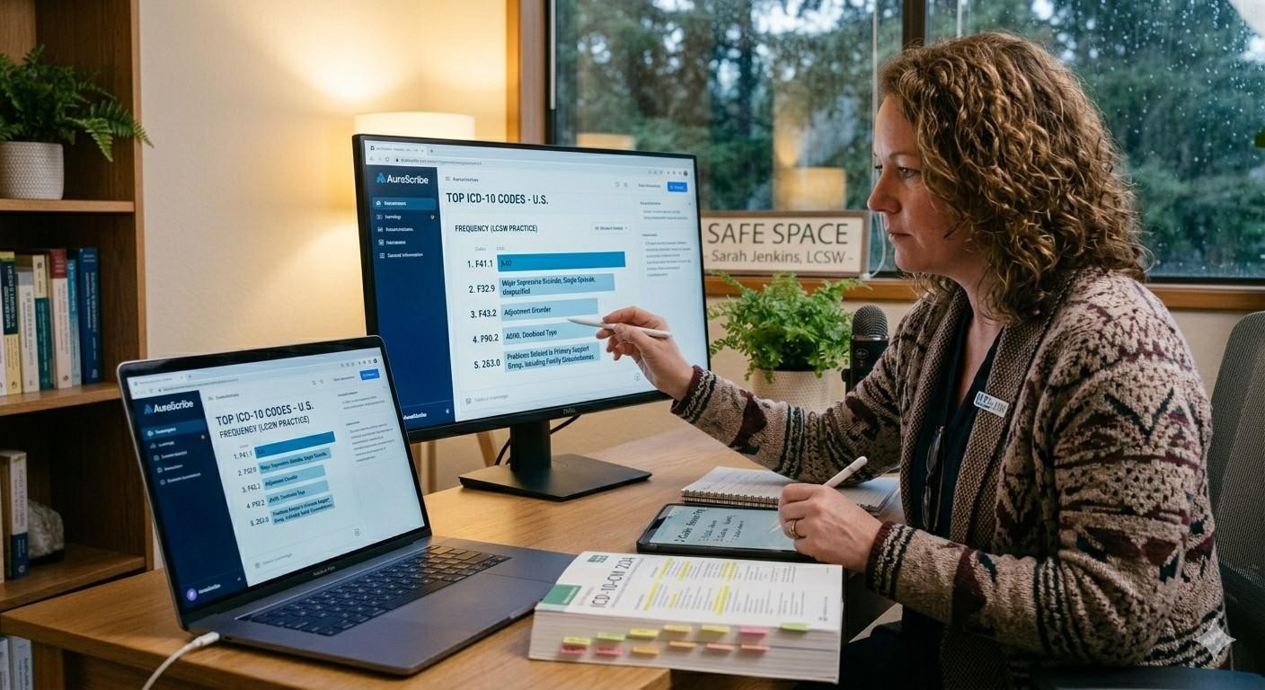 Therapist working on the top ICD-10 codes.