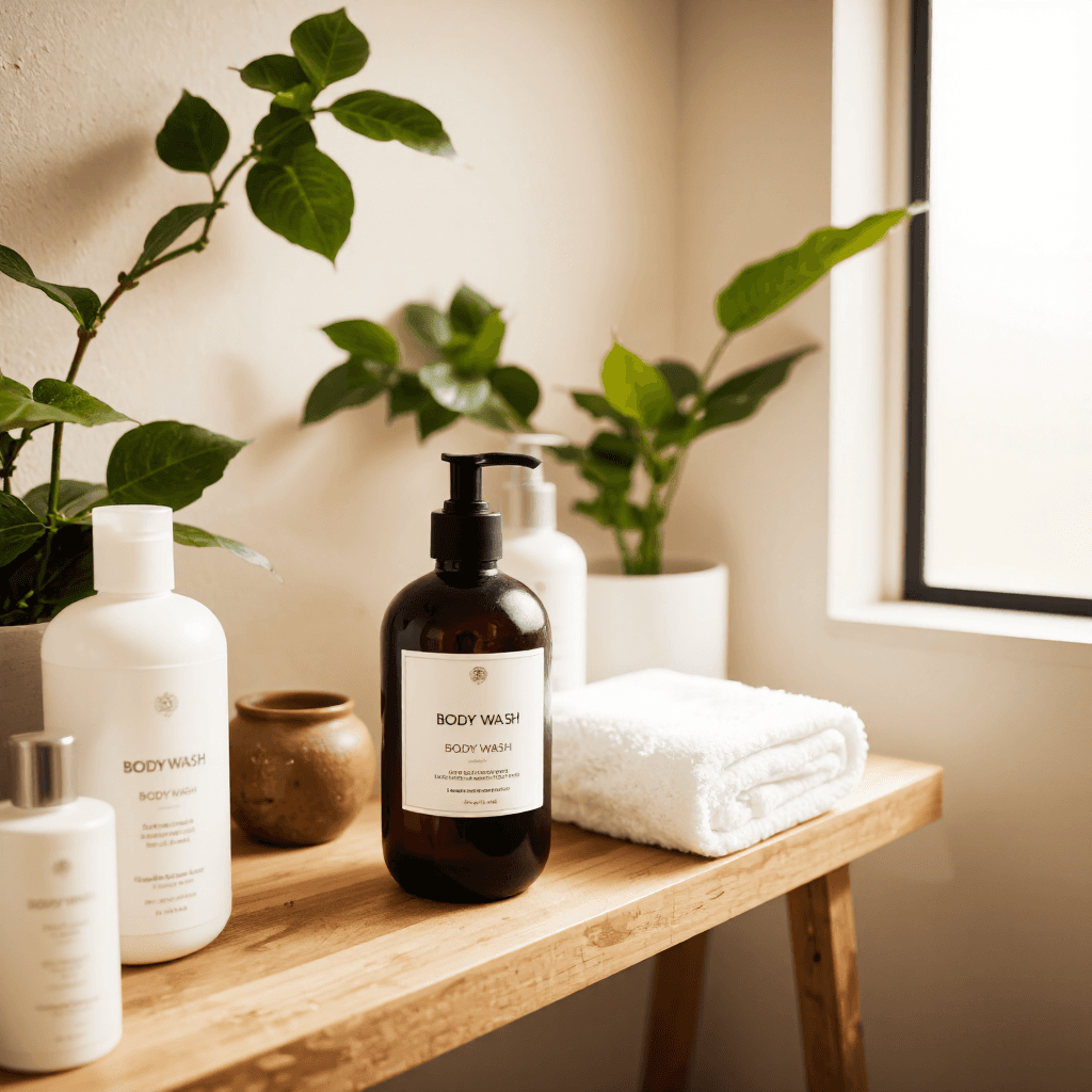 product photography of bottle of body wash