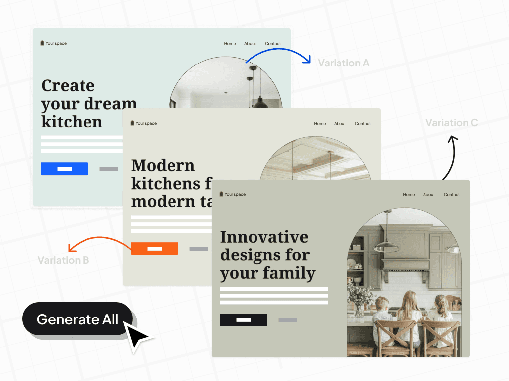 VARIATIONS OF LANDING PAGES FOR KITCHEN DECOR BUSINESS