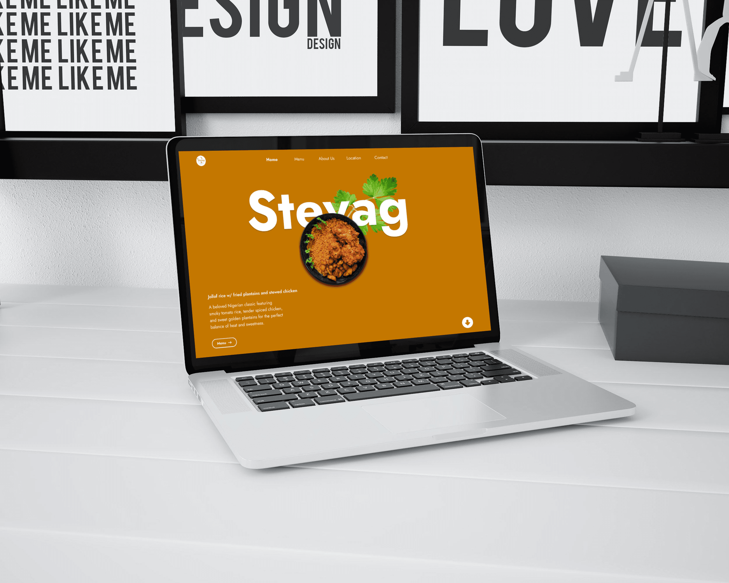 Stevag Restaurant website on laptop