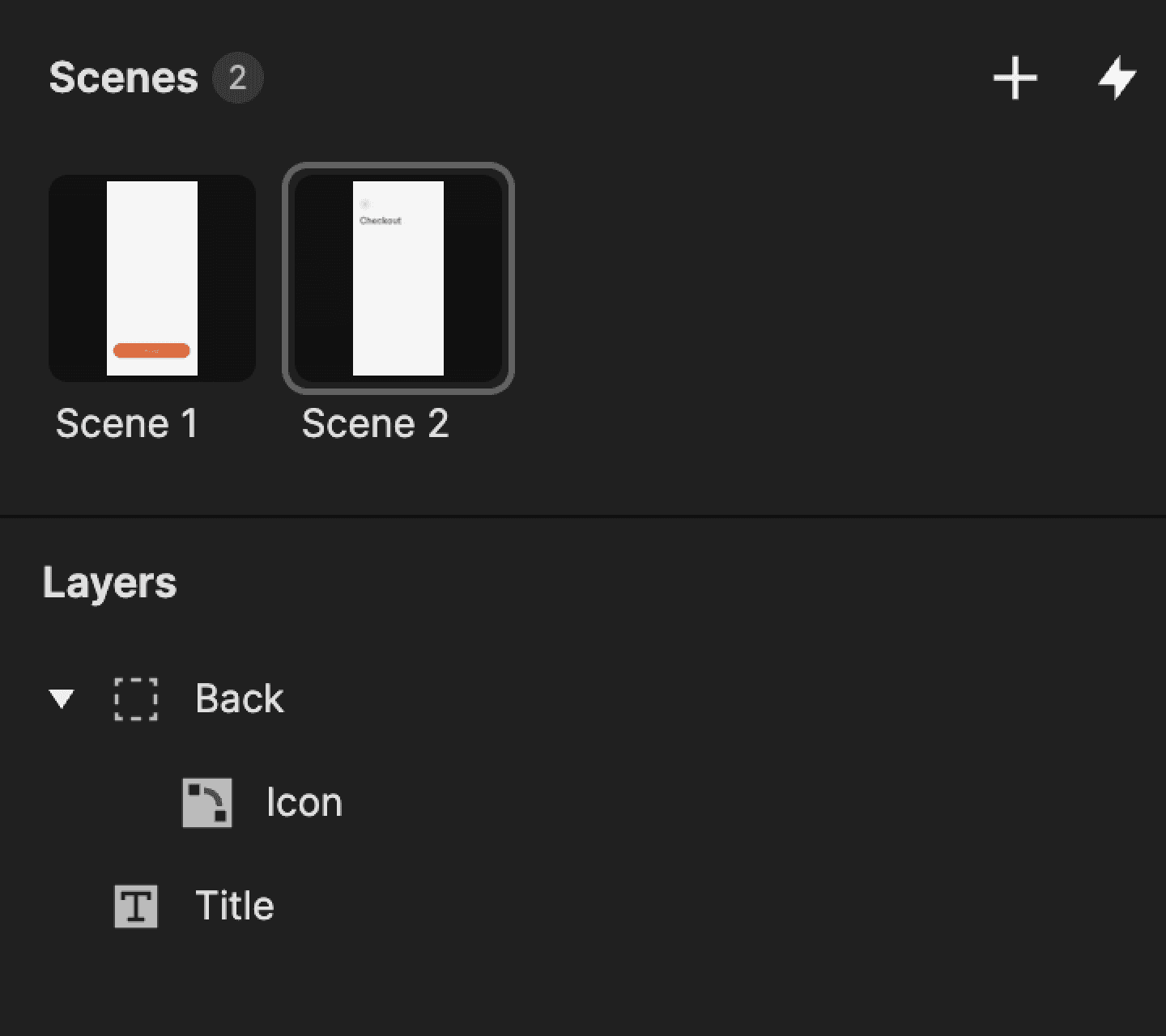 This is a screenshot of layers from scene 2 in ProtoPie.