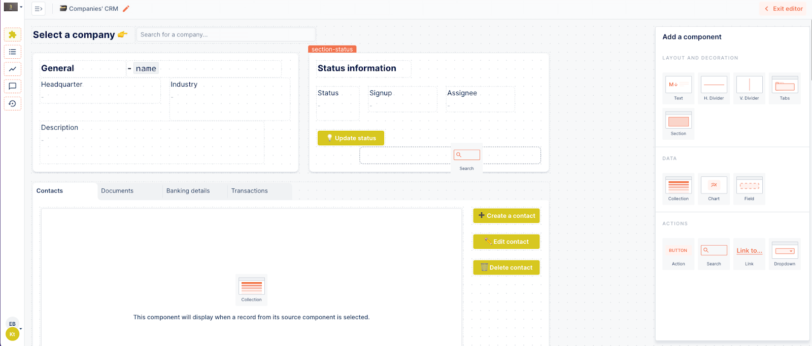 The Forest Admin layout edition in the workspace section.