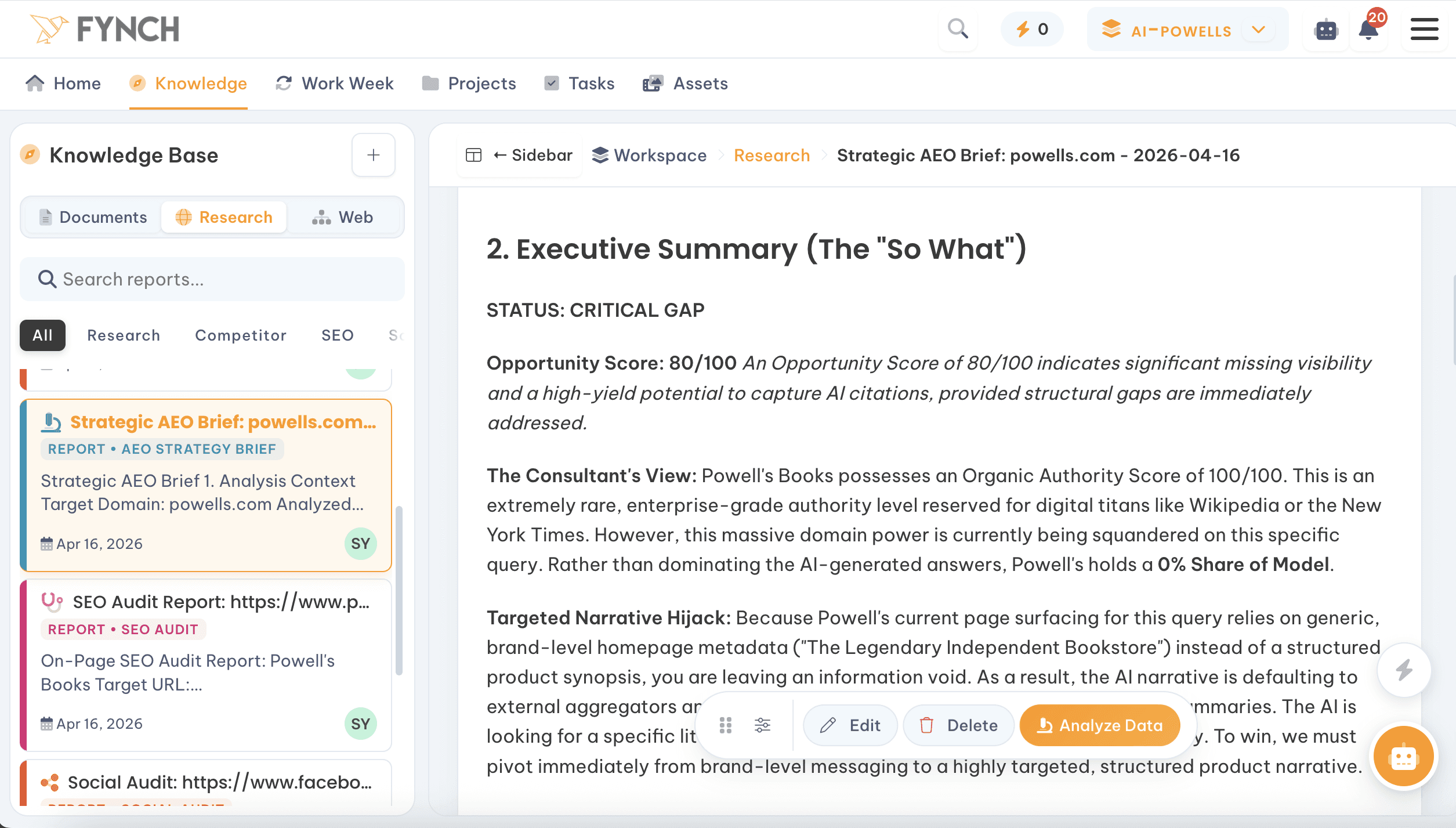 Screenshot of a sample AEO Report