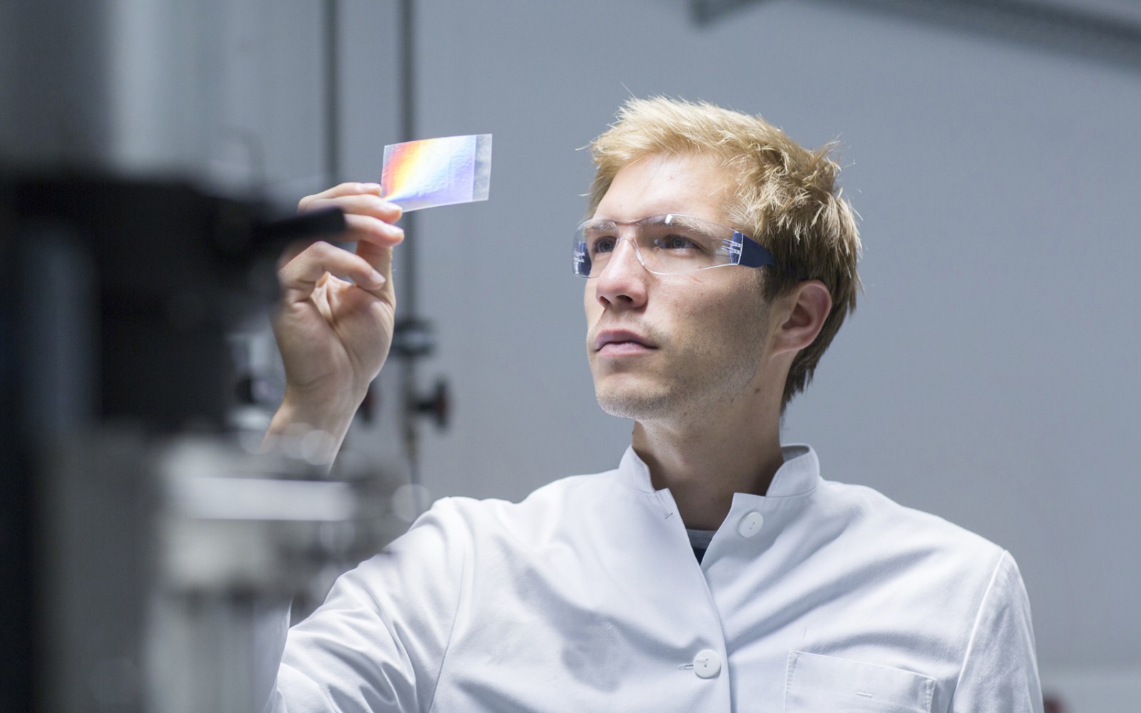 Scientist looking at a sample