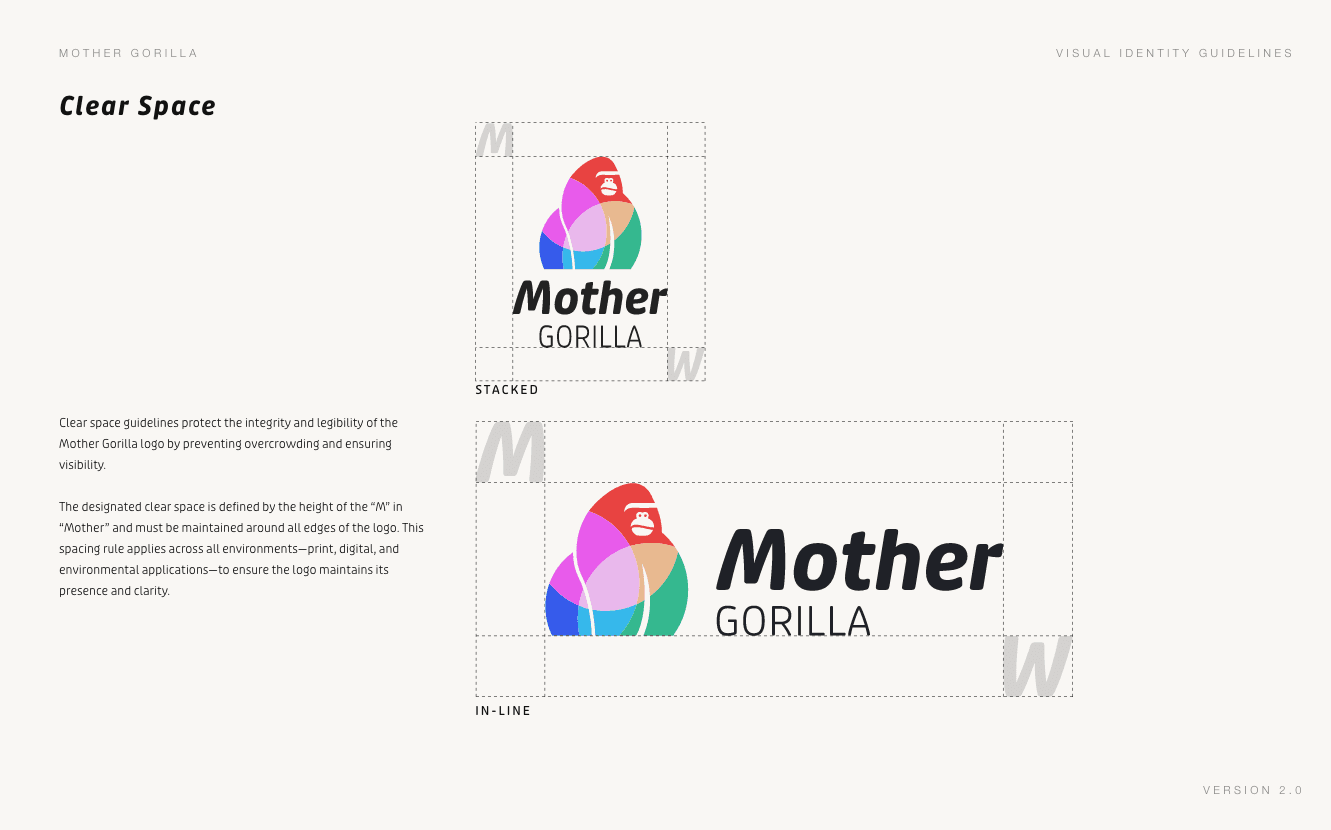 stacked and inline logos with clear space grid