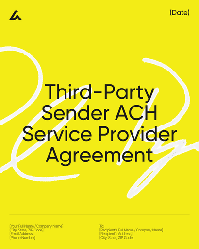 Third-Party Sender ACH Service Provider Agreement