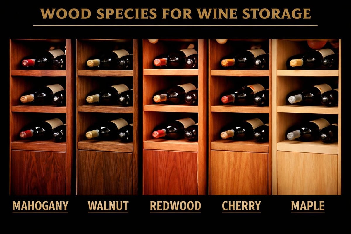 Wood types comparison for wine cabinets