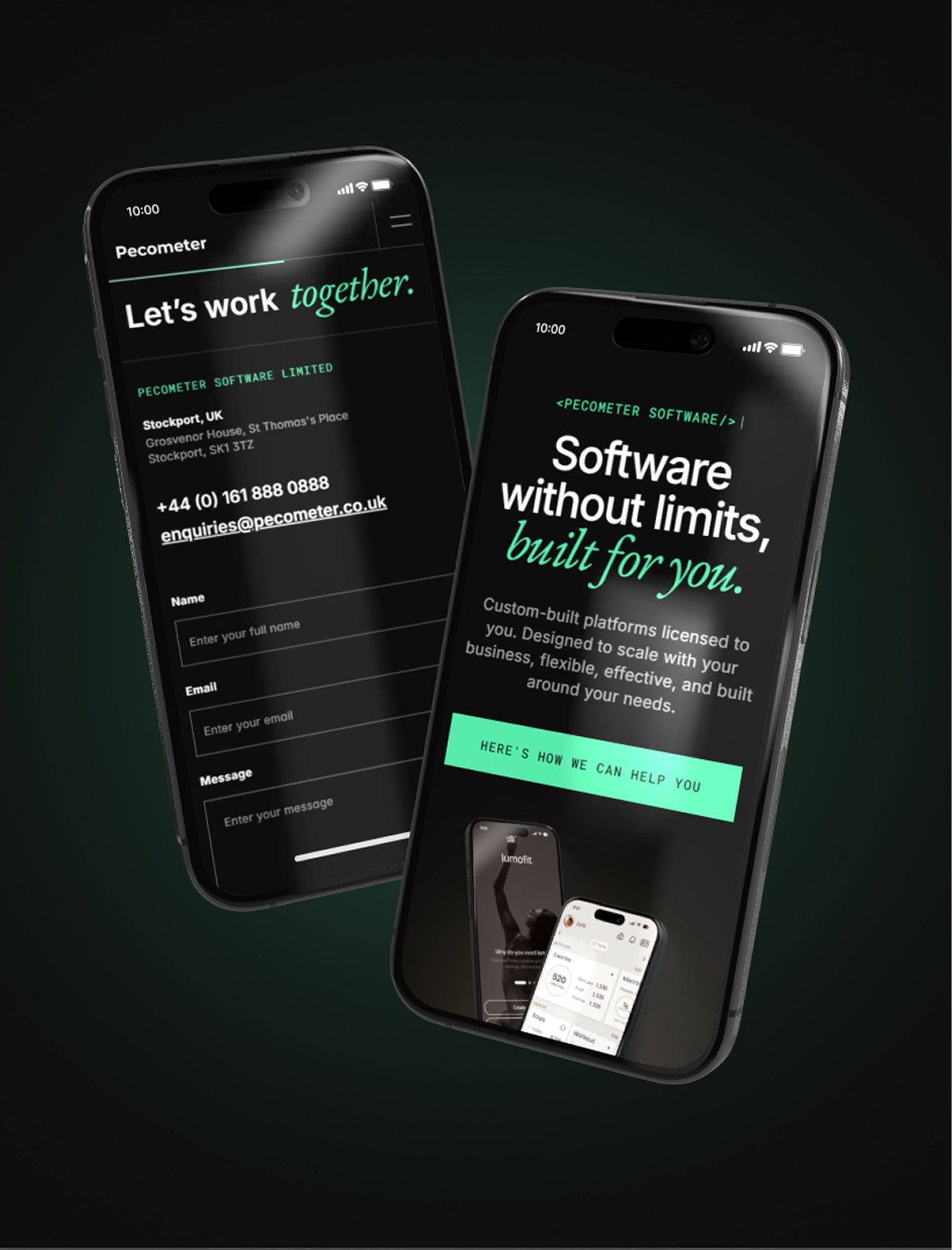 Pecometer Software UX/UI, Web and Brand Design - Pecometer website phone mockup