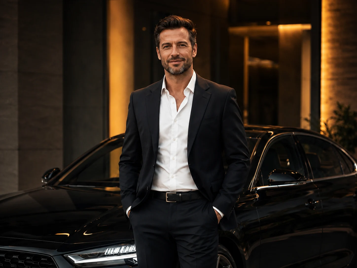 Chauffeur handing over the keys to a luxury rental car in New York City