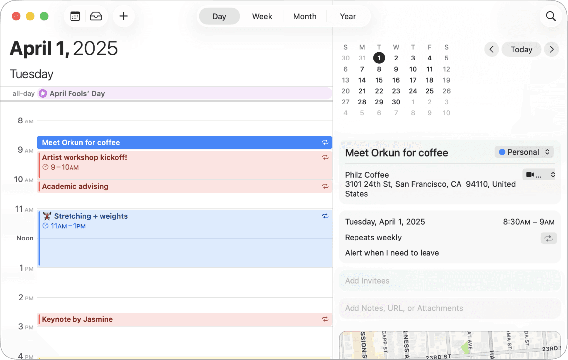 apple calendar showing multiple events on the calendar