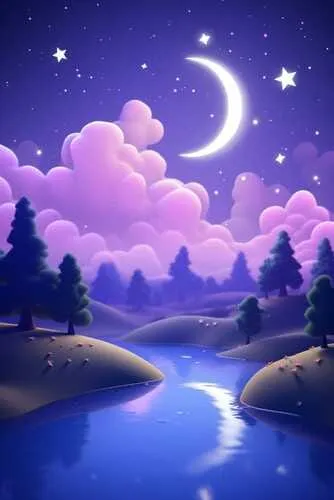 3D cartoon night sky