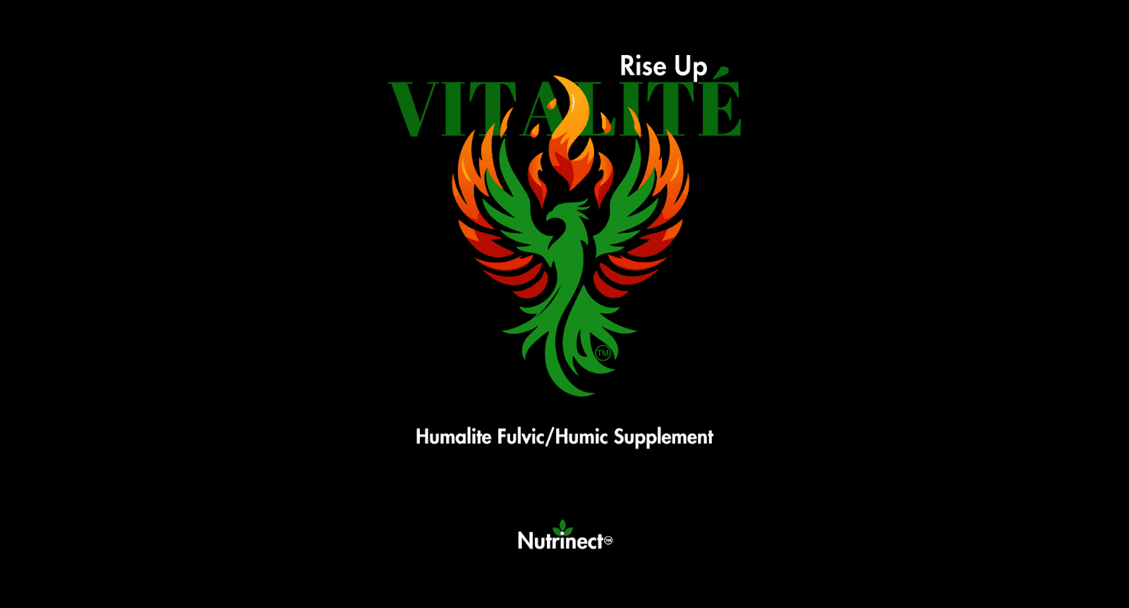 Vitalité logo featuring a phoenix, symbolizing vitality, wellness, and soil regeneration through Humalite supplements.