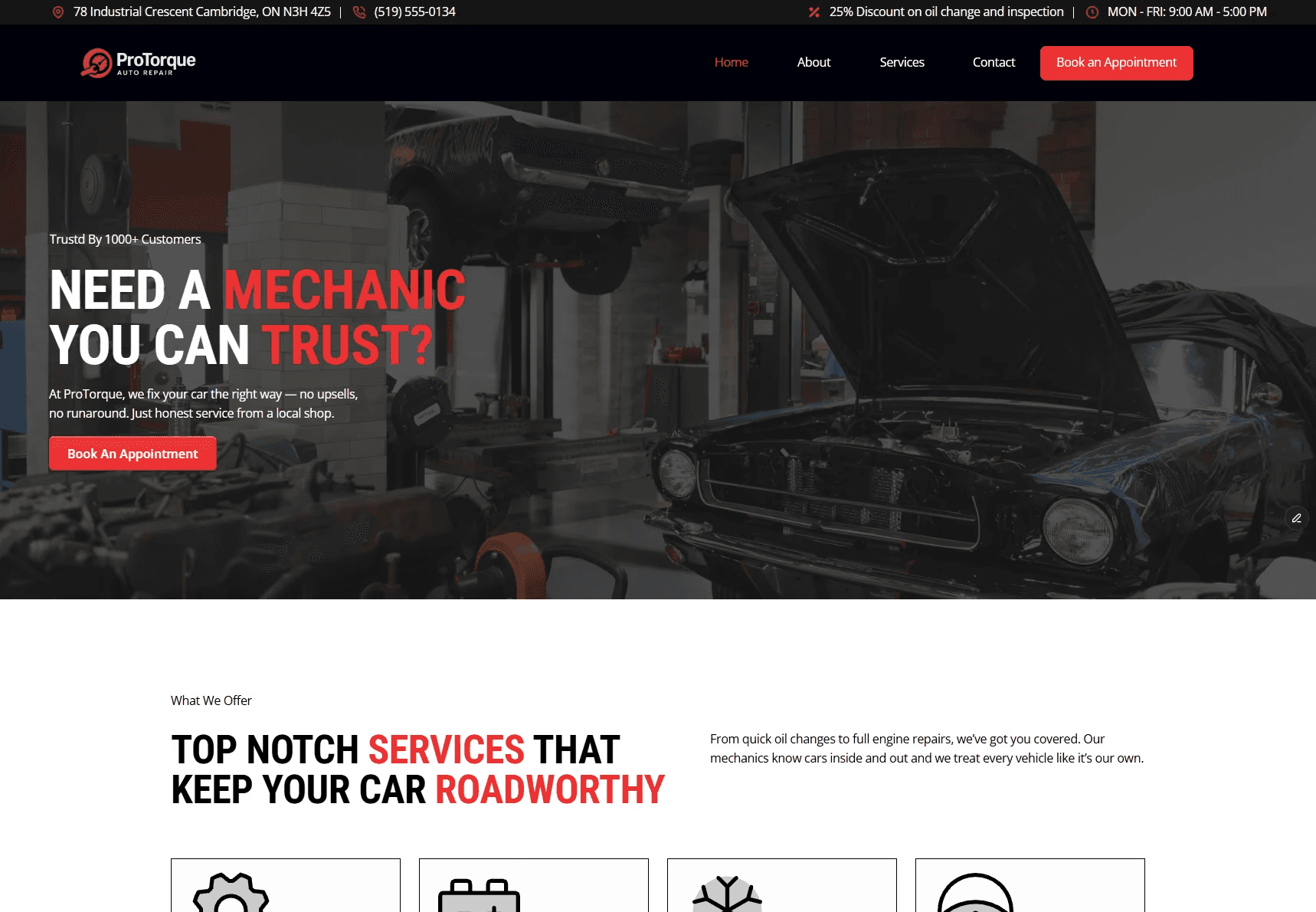 ProTorque Auto Repair — web design project by Trenton Digital Designs