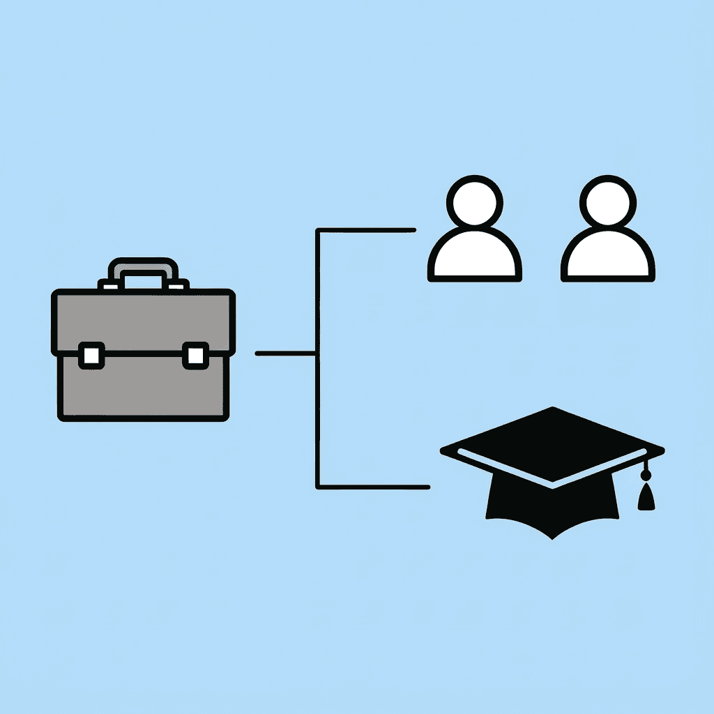 Two diverging paths showing different design approaches for local business, family reunion, and school milestone shirts