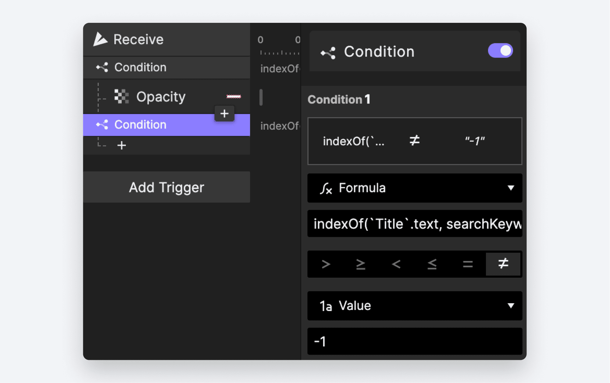 Add another condition under the Receive trigger